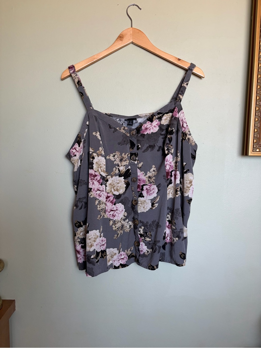 Torrid Gray Pink Floral Camisole Tank Top Size 3 Boho Chic Feminine Cottagecore - Picture 6 of 16